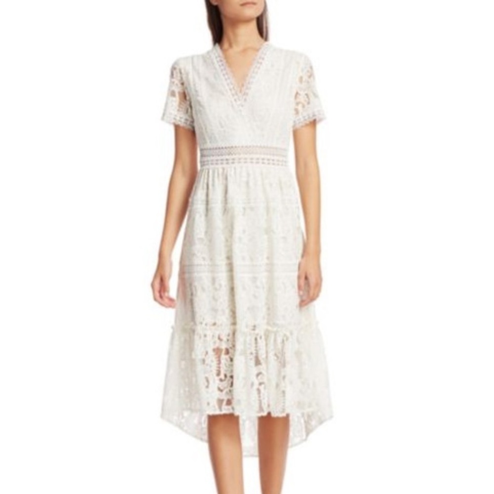 The Kooples Wildflower lace high low midi dress